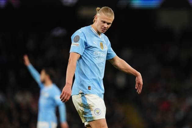 ENG: Manchester City v Real Madrid.UEFA Champions League match. Quarter-finals Erling Haaland of Manchester City during the UEFA Champions League match, Quarter-finals, second leg, between Manchester City and Real Madrid played at Ethiad Stadium on April 17, 2024 in Manchester Spain. kpng Copyright: xBaguxBlancox xPRESSINPHOTOx PS_240417_066