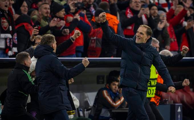Munich Germany 17th Apr 2024 Final jubilation Coach Thomas Tuchel Muenchen Bayern Munich Arsenal London 17 04 2024 Bayern Munich Arsenal London