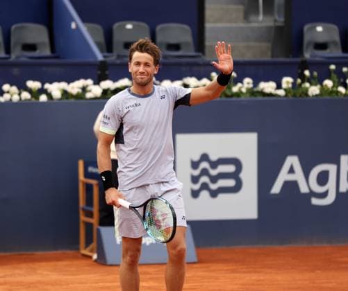 April 17, 2024, Sabadell, Barcelona, Spain: Barcelona Spain 17.04.2024 Casper Ruud (Norway) celebrate victory in the match between Casper Ruud (Norway) and Alexandre Muller (France) during the Day 5 of the Barcelona Open Banc Sabadell Godo on 17 April 2024 in Barcelona. Sabadell Spain - ZUMAu50_ 20240417_zsp_u50_009 Copyright: xXavixUrgelesx