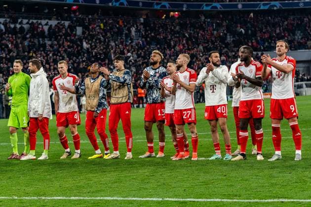 Sven Ulreich FC Bayern Muenchen, 26 Manuel Neuer FC Bayern Muenchen, 1 Matthijs de Light FC Bayern Muenchen, 4 Mathys Tel FC Bayern Muenchen, 39 Aleksandar Pavlovic FC Bayern Muenchen, 45 Eric Maxim Choupo Moting FC Bayern Muenchen, 13 Raphael Guerreiro FC Bayern Muenchen, 22 Konrad Laimer FC Bayern Muenchen, 27 Noussair Mazraoui FC Bayern Muenchen, 40 Dayot Upamecano FC Bayern Muenchen, 2 Harry Kane FC Bayern Muenchen, 9 FC Bayern Muenchen vs FC Arsenal, Football, UEFA Champions League, Quarterfinal Quarterfinal, 17 04 2024 FC Bayern Muenchen vs FC Arsenal, Football, UEFA Champions League, Quarterfinal Quarterfinal, 17 04 2024 Munich Copyright: xEibner-Pressefoto BahhoxKarax EP_BKA