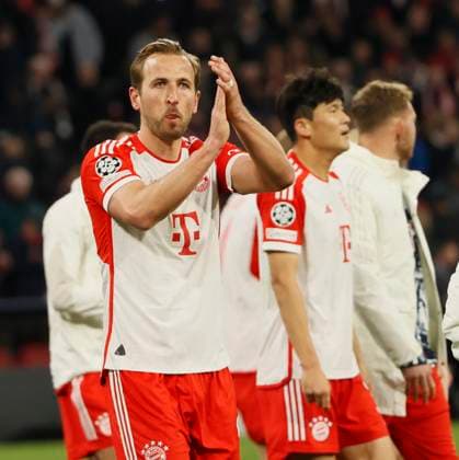 (240418) -- MUNICH, April 18, 2024 -- Harry Kane (front) of Bayern Munich celebrates victory after the UEFA Champions League quarterfinal 2nd Leg football match between Bayern Munich and Arsenal in Munich, Germany, April 17, 2024. (Photo by Xinhua) (SP)GERMANY-MUNICH-FOOTBALL-UEFA CHAMPIONS LEAGUE-BAYERN MUNICH VS ARSENAL PhilippexRuiz 
