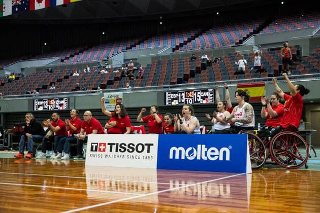 2024 IWBF Womens Repechage Spain Canada 18 04 2024 The Spanish bench cheers 2024 IWBF Womens Repechage Spain Canada Asue Arena, Osaka Copyright: xBEAUTIFULxSPORTS Wunderlx
