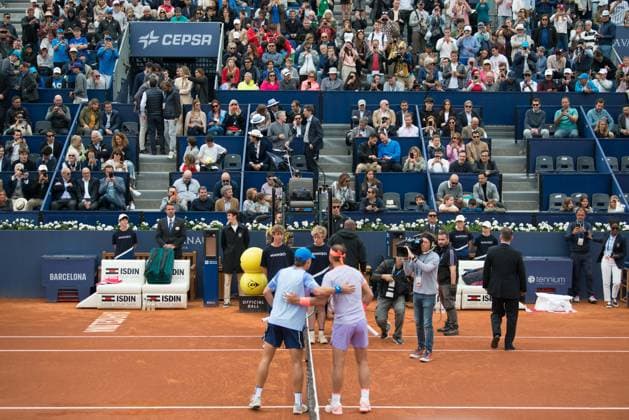 April 17, 2024: RAFAEL NADAL during a match against ALEX DE MINAUR in the Barcelona Open Banc Sabadell 2024. This was announced by RAFAEL NADAL as probably his last participation in the Barcelona Open Banc Sabadell. ALEX DE MINAUR won the match 7-5 6-1. - ZUMAr159 20240417_aap_r159_014 Copyright: xPatriciaxRodriguesx