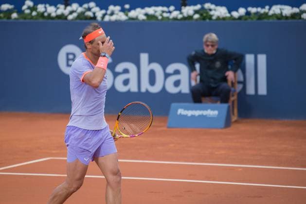 April 17, 2024: RAFAEL NADAL after just losing the match against ALEX DE MINAUR in the Barcelona Open Banc Sabadell 2024. This was announced by RAFAEL NADAL as probably his last participation in the Barcelona Open Banc Sabadell. ALEX DE MINAUR won the match 7-5 6-1. - ZUMAr159 20240417_aap_r159_046 Copyright: xPatriciaxRodriguesx