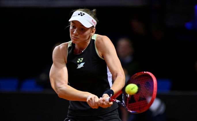 Elena Rybakina KAZ Action Tennis Ladies Porsche Cup Porsche Tennis Grand Prix GP Stuttgart 2024 Porsche Arena 18 04 2024 DFL REGULATIONS PROHIBIT ANY USE OF PHOTOGRAPHS AS IMAGE SEQUENCES AND OR QUASI VIDEO Porsche Tennis Grand Prix GP Stuttgart 2024