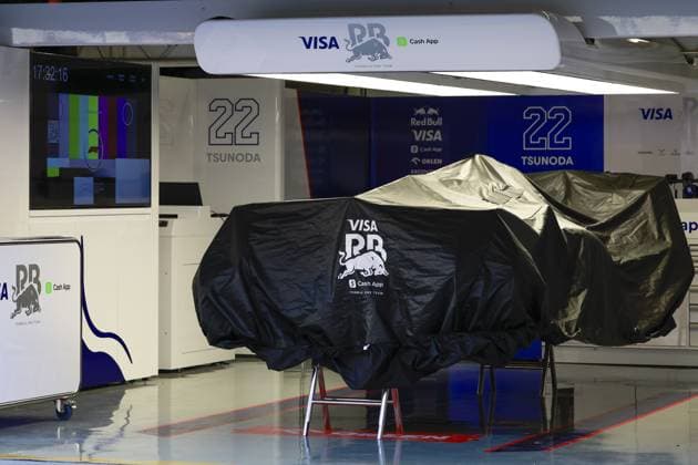 Visa Cash App RB F1 Team car in the garage during the Formula 1 Lenovo Chinese Grand Prix 2024, 5th round of the 2024 Formula One World Championship, WM, Weltmeisterschaft from April 19 to 21, 2024 on the Shanghai International Circuit, in Shanghai, China - F1 - CHINESE GRAND PRIX 2024 DPPI Panoramic  240418_R05_CHINA_DP_894341.JPG