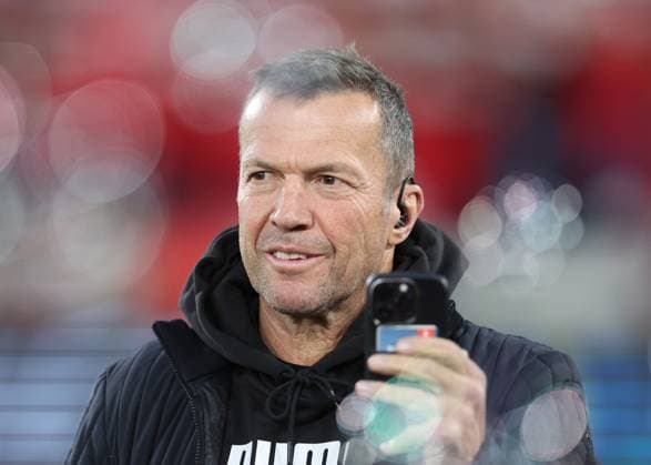 London, England, 18th April 2024. Former player Lothar Matthaus films the bubbles in the air as the teams come out during the UEFA Europa League match at the London Stadium, London. Picture credit should read: David Klein Sportimage EDITORIAL USE ONLY. No use with unauthorised audio, video, data, fixture lists, club league logos or live services. Online in-match use limited to 120 images, no video emulation. No use in betting, games or single club league player publications. SPI-3091-0015