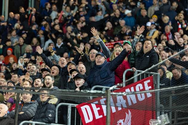 Football - UEFA Europa League - Quarter-Final 2nd Leg - BC Atalanta v Liverpool FC BERGAMO, ITALY - Thursday, April 18, 2024: Liverpool supporters during the UEFA Europa League Quarter-Final 2nd Leg match between BC Atalanta and Liverpool FC at the Stadio Atleti Azzurri d Italia. (Photo by David Rawcliffe Propaganda) BERGAMO Stadio Atleti Azzurri d Italia LOMBARDY ITALY  Copyright: xDavidxRawcliffex P2024-04-18-Atalanta_Liverpool-24