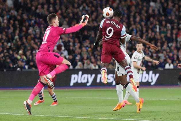 West Ham United v Bayer Leverkusen UEFA Europa League Michail Antonio of West Ham United scores his sides 1st goal during the UEFA Europa League Quarter-Final match at the London Stadium, Stratford Copyright: xPaulxChestertonx FIL-20049-0001 UK Newspapers OUT
