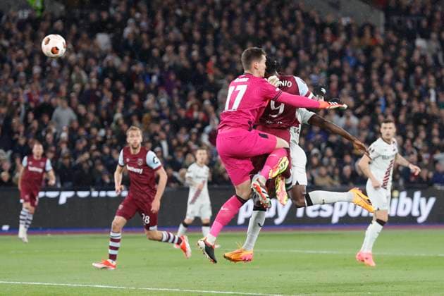 West Ham United v Bayer Leverkusen UEFA Europa League Michail Antonio of West Ham United scores his sides 1st goal during the UEFA Europa League Quarter-Final match at the London Stadium, Stratford Copyright: xPaulxChestertonx FIL-20049-0003 UK Newspapers OUT