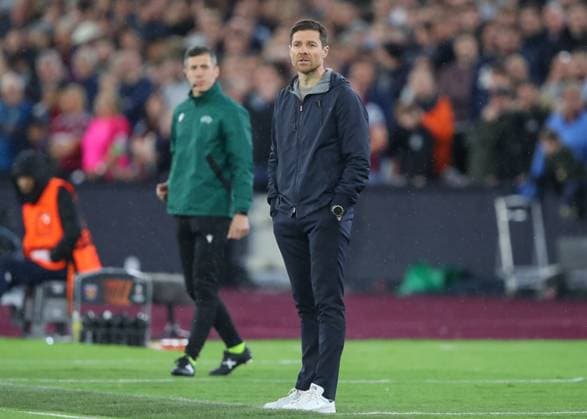 UEFA Europa League Quarter-Final West Ham United v Bayer 04 Leverkusen Xabi Alonso Manager of Bayer Leverkusen, during the UEFA Europa League Quarter-Final match West Ham United vs Bayer 04 Leverkusen at London Stadium, London, United Kingdom, 18th April 2024 (Photo by Gareth Evans News Images) London London Stadium United Kingdom Copyright: xGarethxEvans NewsxImagesx