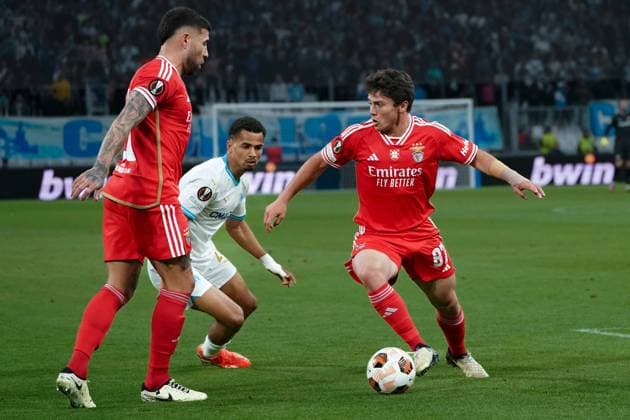Joao Neves (SL Benfica) FOOTBALL : Olympique de Marseille vs SL Benfica - Ligue Europa - Quart de finale retour - Marseille - 18 04 2024 NorbertScanella Panoramic 