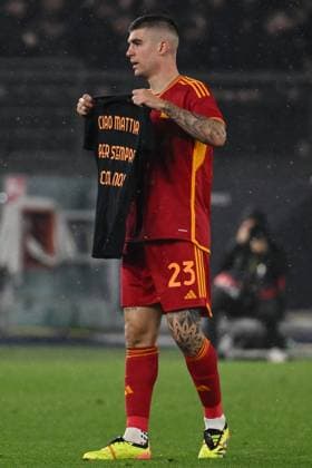 Dc Roma 18 04 2024 - Europa League Roma-Milan foto Domenico Cippitelli Image nella foto: esultanza gol Gianluca Mancini 