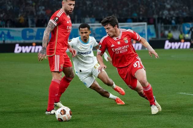 Joao Neves (SL Benfica) FOOTBALL : Olympique de Marseille vs SL Benfica - Ligue Europa - Quart de finale retour - Marseille - 18 04 2024 NorbertScanella Panoramic 