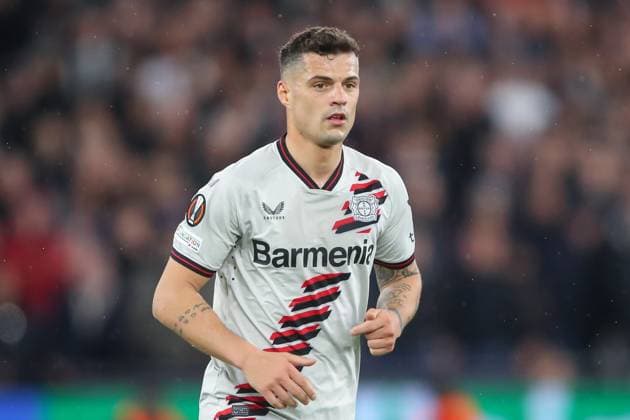 UEFA Europa League Quarter-Final West Ham United v Bayer 04 Leverkusen Granit Xhaka of Bayer Leverkusen, during the UEFA Europa League Quarter-Final match West Ham United vs Bayer 04 Leverkusen at London Stadium, London, United Kingdom, 18th April 2024 (Photo by Gareth Evans News Images) London London Stadium United Kingdom Copyright: xGarethxEvans NewsxImagesx