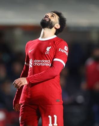 Mohamed Salah of Liverpool shows a look of dejection after a missed chance Atalanta v Liverpool, UEFA Europa League, Quarter Final, Second Leg, Football, Gewiss Stadium, Bergamo, Italy - 18 Apr 2024 EDITORIAL USE ONLY No use with unauthorised audio, video, data, fixture lists, club league logos or live services. Online in-match use limited to 120 images, no video emulation. No use in betting, games or single club league player publications.  Copyright: xKieranxMcManus Shutterstockx 14438415ah