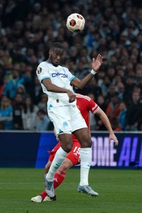 Geoffrey Kondogbia (Olympique de Marseille) FOOTBALL : Olympique de Marseille vs SL Benfica - Ligue Europa - Quart de finale retour - Marseille - 18 04 2024 NorbertScanella Panoramic 