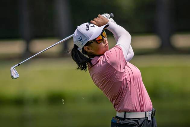 April 18, 2024, The Woodlands, Texas, USA: RUONING YIN on the 10th fairway during Round 1 of The Chevron Championship at The Club at Carlton Woods on April 18, 2024, in The Woodlands, Texas. The Woodlands USA - ZUMAp213 20240418_znp_p213_002 Copyright: xLynnxPenningtonx