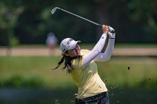 April 18, 2024, The Woodlands, Texas, USA: ALLISEN CORPUZ on the 10th fairway during Round 1 of The Chevron Championship at The Club at Carlton Woods on April 18, 2024, in The Woodlands, Texas. The Woodlands USA - ZUMAp213 20240418_znp_p213_019 Copyright: xLynnxPenningtonx
