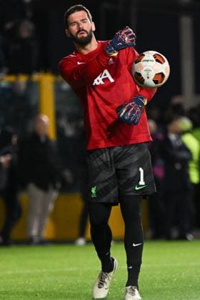 Football Europa League match - Atalanta BC vs Liverpool FC Alisson Becker of Liverpool FC warms up prior to the UEFA Europa League quarter finals first leg match between Atalanta BC and Liverpool FC on Avril 18, 2024 at Gewiss stadium in Bergamo, Italy. Credit: Tiziano Ballabio Bergamo Italy  Copyright: xIPAxSport ABACAx