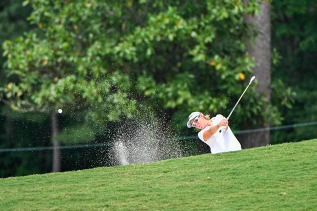 THE WOODLANDS, TX - APRIL 18: Ashleigh Buhai (ZAF) hits from the fareway bunker on 9 during Rd1 of the Chevron Championship at The Club at Carlton Woods on April 18, 2024 in The Woodlands, Texas. (Photo by Ken Murray Icon Sportswire) GOLF: APR 18 LPGA, Golf Damen The Chevron Championship EDITORIAL USE ONLY Icon240418080