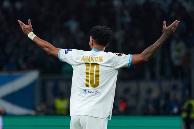 Pierre Emerick Aubameyang (Olympique de Marseille) FOOTBALL : Olympique de Marseille vs SL Benfica - Ligue Europa - Quart de finale retour - Marseille - 18 04 2024 NorbertScanella Panoramic 