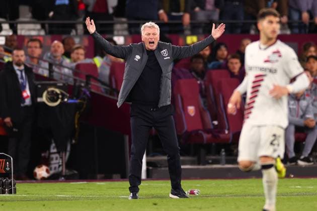 18th April 2024; London Stadium, London, England; Europa League Football, Quarter Final, Second Leg, West Ham United versus Bayer Leverkusen; West Ham United Manager David Moyes  ActionPlus12632018 ShaunxBrooks
