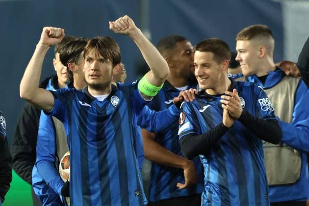 MARTEN DE ROON, MARIO PASALIC, Atalanta, UEFA Europa League, 2023-24, Atalanta vs Liverpool 0-1, 18-04-2024, Esultanza, Celebration, Jubel UEFA EUROPA LEAGUE 2023-24 ATALANTA-LIVERPOOL 0-1