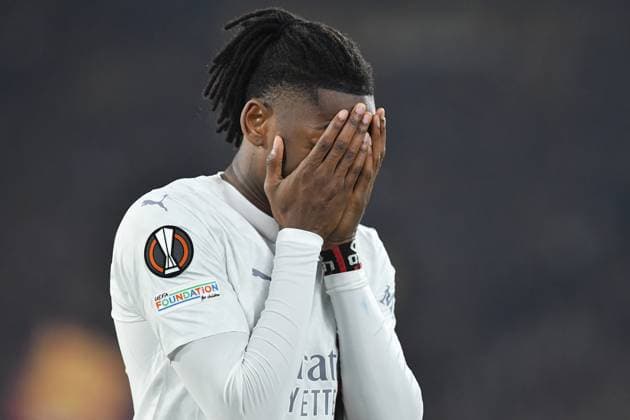 Sport Bilder des Tages Soccer, Europa League match AS Roma v Milan Rafael Leao of AC Milan during the Uefa Europa League quarter final second leg match AS Roma v Milan at Olimpico stadium in Rome, Italy, 18th April, 2024. Imago-Images Emmefoto Copyright: xImago-Images Emmefotox