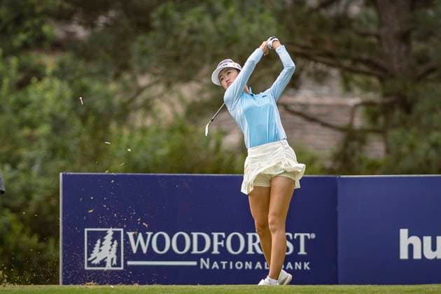 April 18, 2024, The Woodlands, Texas, USA: GRACE KIM tees off at the 7th hole during round 1 of The Chevron Championship at The Club at Carlton Woods on April 18, 2024, in The Woodlands, Texas. The Woodlands USA - ZUMAp213 20240418_znp_p213_064 Copyright: xLynnxPenningtonx