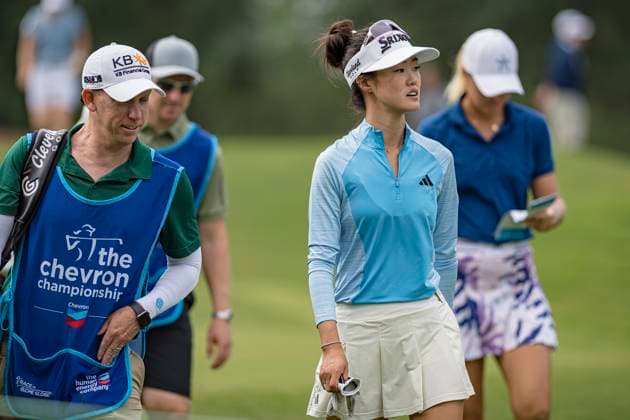 April 18, 2024, The Woodlands, Texas, USA: GRACE KIM walks the fairway during round 1 of The Chevron Championship at The Club at Carlton Woods on April 18, 2024, in The Woodlands, Texas. The Woodlands USA - ZUMAp213 20240418_znp_p213_113 Copyright: xLynnxPenningtonx