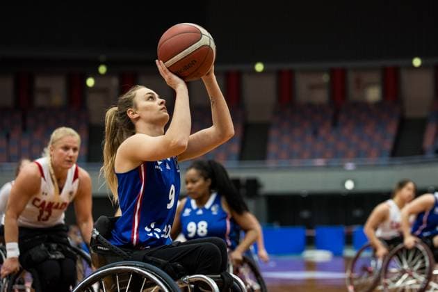 2024 IWBF Womens Repechage Canada France 19 04 2024 Lisa Clary Galibert France, 9 in the throw 2024 IWBF Womens Repechage Canada France Asue Arena, Osaka Copyright: xBEAUTIFULxSPORTS Wunderlx