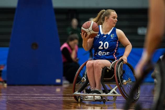 2024 IWBF Womens Repechage Canada France 19 04 2024 Eva David France, 20 on the ball 2024 IWBF Womens Repechage Canada France Asue Arena, Osaka Copyright: xBEAUTIFULxSPORTS Wunderlx