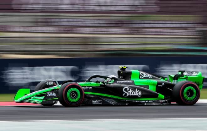 (240419) -- SHANGHAI, April 19, 2024 -- Kick Sauber s Chinese driver Zhou Guanyu competes during the first practice session of the Formula 1 Chinese Grand Prix at the Shanghai International Circuit in east China s Shanghai, on April 19, 2024. ) (SP)CHINA-SHANGHAI-FORMULA 1-GRAND PRIX HexChangshan 