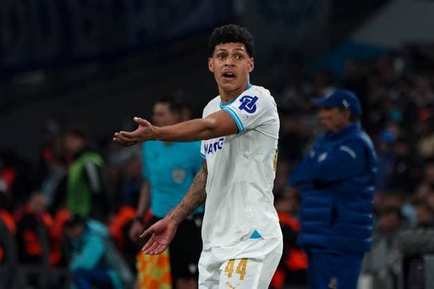 Luis Henrique Tomaz De Lima (Olympique de Marseille) FOOTBALL : Olympique de Marseille vs SL Benfica - Ligue Europa - Quart de finale retour - Marseille - 18 04 2024 NorbertScanella Panoramic 