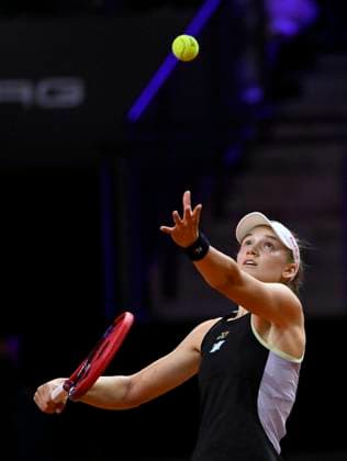 Elena Rybakina KAZ Action Serve Tennis Ladies Porsche Cup Porsche Tennis Grand Prix GP Stuttgart 2024 Porsche Arena 19 04 2024 DFL REGULATIONS PROHIBIT ANY USE OF PHOTOGRAPHS AS IMAGE SEQUENCES AND OR QUASI VIDEO Porsche Tennis Grand Prix GP Stuttgart 2024