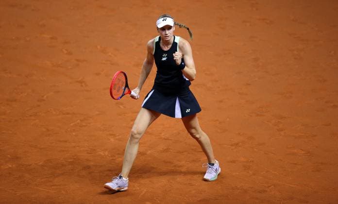 19 04 2024, Germany, Stuttgart, Porsche Tennis Grand Prix 2024, quarter-finals, Elena Rybakina KAZ cheers, jubilation
