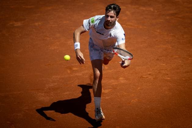 Cameron Norrie UK plays forehand shot against Tomas Etcheverry Argentina during a quarterfinal ATP 500 Barcelona Open Banc Sabadell 2024 match at Real Club de Tenis de Barcelona, in Barcelona, Spain on April 19, 2024 Photo by Felipe Mondino Copyright: x@FELIPExMONDINOx