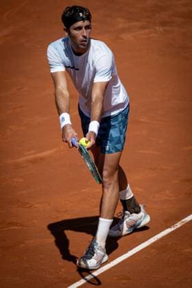 Tomas Etcheverry Argentina during a quarterfinal ATP 500 Barcelona Open Banc Sabadell 2024 match at Real Club de Tenis de Barcelona, in Barcelona, Spain on April 19, 2024 Photo by Felipe Mondino Copyright: x@FELIPExMONDINOx
