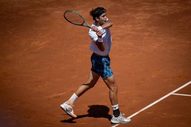 Tomas Etcheverry Argentina during a quarterfinal ATP 500 Barcelona Open Banc Sabadell 2024 match at Real Club de Tenis de Barcelona, in Barcelona, Spain on April 19, 2024 Photo by Felipe Mondino Copyright: x@FELIPExMONDINOx