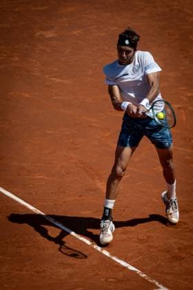Tomas Etcheverry Argentina during a quarterfinal ATP 500 Barcelona Open Banc Sabadell 2024 match at Real Club de Tenis de Barcelona, in Barcelona, Spain on April 19, 2024 Photo by Felipe Mondino Copyright: x@FELIPExMONDINOx