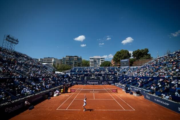 general view inside the stadium during a quarterfinal ATP 500 Barcelona Open Banc Sabadell 2024 match between Cameron Norrie UK and Tomas Etcheverry Argentina at Real Club de Tenis de Barcelona, in Barcelona, Spain on April 19, 2024 Photo by Felipe Mondino Copyright: x@FELIPExMONDINOx