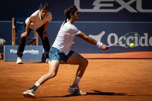 Tomas Etcheverry Argentina during a quarterfinal ATP 500 Barcelona Open Banc Sabadell 2024 match at Real Club de Tenis de Barcelona, in Barcelona, Spain on April 19, 2024 Photo by Felipe Mondino Copyright: x@FELIPExMONDINOx