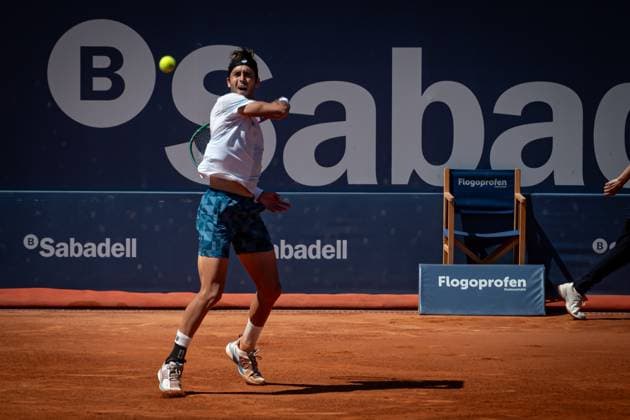 Tomas Etcheverry Argentina during a quarterfinal ATP 500 Barcelona Open Banc Sabadell 2024 match at Real Club de Tenis de Barcelona, in Barcelona, Spain on April 19, 2024 Photo by Felipe Mondino Copyright: x@FELIPExMONDINOx