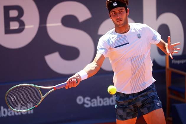 Barcelona Open Banc Sabadell 2024 Tomas Martin Etcheverry is playing against Cameron Norrie in the quarterfinals of the Barcelona Open Banc Sabadell, the 71st Conde de Godo Trophy, at the Real Club de Tennis Barcelona 1899 in Barcelona, Spain, on April 19, 2024. Barcelona Spain  Copyright: xUrbanandsportx originalFilename:urbanandsport-barcelon240419_npyH1.jpg