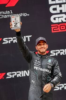 HAMILTON Lewis (gbr), Mercedes AMG F1 Team W15, portrait Sprint Race Podium during the Formula 1 Lenovo Chinese Grand Prix 2024, 5th round of the 2024 Formula One World Championship, WM, Weltmeisterschaft from April 19 to 21, 2024 on the Shanghai International Circuit, in Shanghai, China - F1 - CHINESE GRAND PRIX 2024 DPPI Panoramic  06113