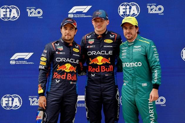 PEREZ Sergio (mex), Red Bull Racing RB20, portrait, VERSTAPPEN Max (ned), Red Bull Racing RB20, portrait, ALONSO Fernando (spa), Aston Martin F1 Team AMR24, portrait during the Formula 1 Lenovo Chinese Grand Prix 2024, 5th round of the 2024 Formula One World Championship, WM, Weltmeisterschaft from April 19 to 21, 2024 on the Shanghai International Circuit, in Shanghai, China - F1 - CHINESE GRAND PRIX 2024 DPPI Panoramic 09153