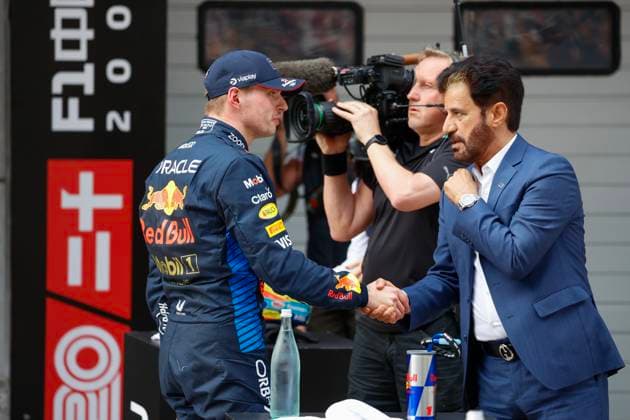 BEN SULAYEM Mohammed (uae), President of the FIA, portrait, VERSTAPPEN Max (ned), Red Bull Racing RB20, portrait during the Formula 1 Lenovo Chinese Grand Prix 2024, 5th round of the 2024 Formula One World Championship, WM, Weltmeisterschaft from April 19 to 21, 2024 on the Shanghai International Circuit, in Shanghai, China - F1 - CHINESE GRAND PRIX 2024 DPPI Panoramic 09054