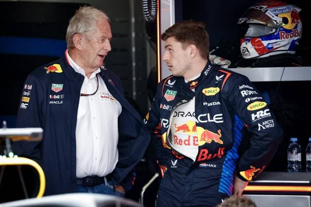 VERSTAPPEN Max (ned), Red Bull Racing RB20, portrait, MARKO Helmut (aut), Drivers™ Manager of Red Bull Racing, portrait during the Formula 1 Lenovo Chinese Grand Prix 2024, 5th round of the 2024 Formula One World Championship, WM, Weltmeisterschaft from April 19 to 21, 2024 on the Shanghai International Circuit, in Shanghai, China - F1 - CHINESE GRAND PRIX 2024 DPPI Panoramic 08676