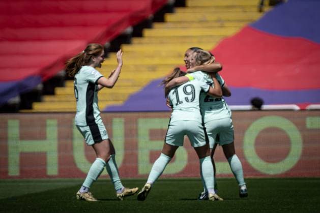 Erin Cuthbert Chelsea Women celebrates after scoring her team s goal during a Women s UEFA Champions League first leg semifinal match between FC Barcelona and Chelsea Women at Estadi Olimpic Lluis Companys, in Barcelona, ,Spain on April 20, 2024 Photo by Felipe Mondino Copyright: x@FELIPExMONDINOx